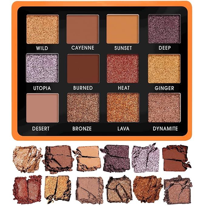 Lamora Nude Bronze Eyeshadow Palette - 12 Warm Brown Highly Pigmented Shimmer & Matte Shades - Tr... | Amazon (US)