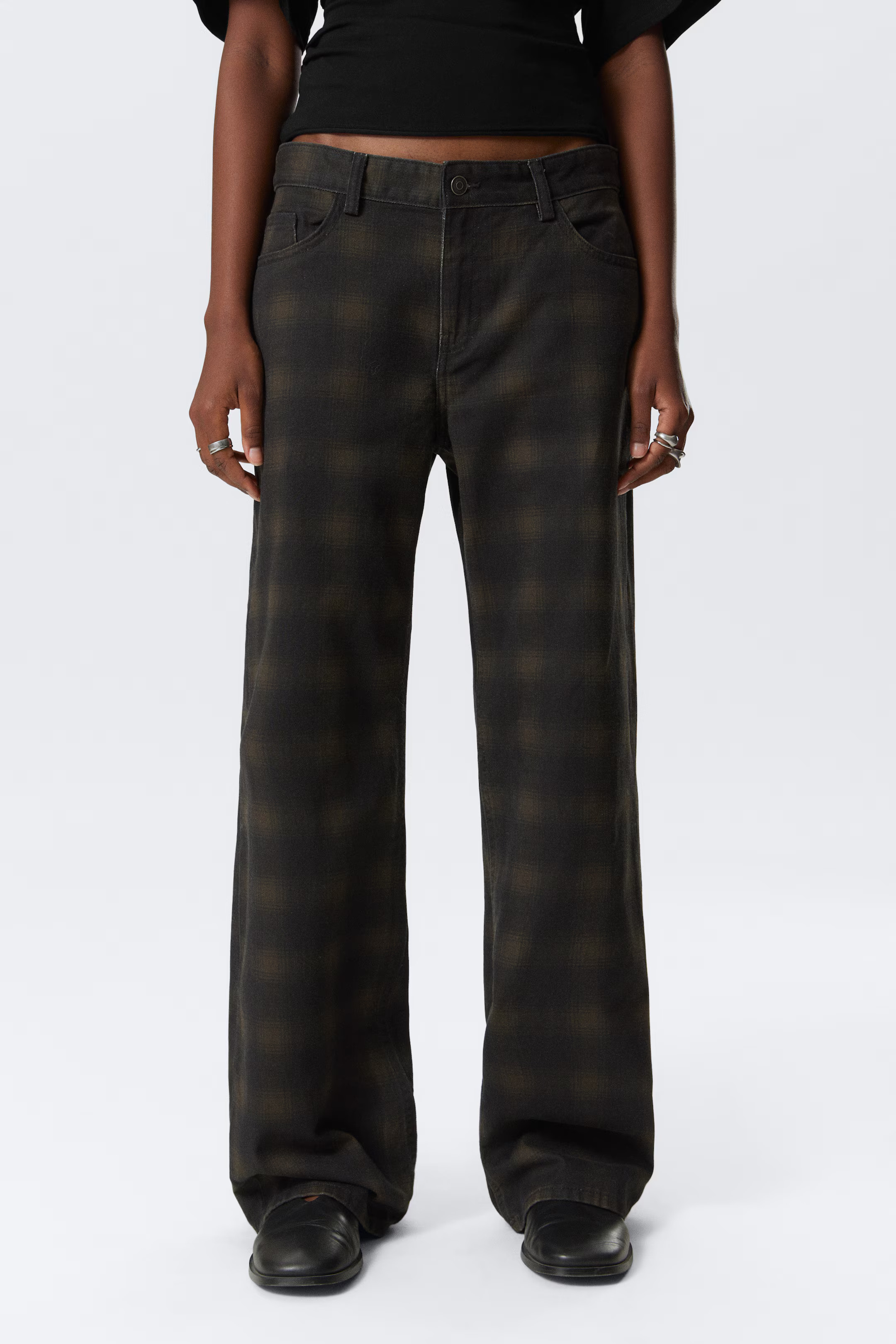 Low Rise Straight Leg Checked Twill Trousers | H&M (UK, MY, IN, SG, PH, TW, HK)