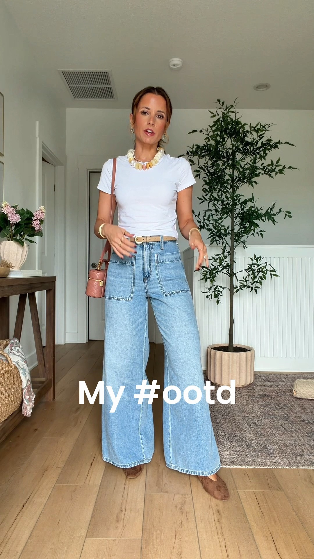 Elevated casual outfit. Everyday outfit. Fall outfit. Fall style. Mom outfit. New at Target! The palazzo style wide-leg jeans that are giving designer vibes! Wearing 00 regular - these are full length on me and I was able to shrink an inch off length in washer/dryer. I am 5’3. I grabbed the lighter wash, too! XS in baby white tee. Mules are TTS and super comfy. Beaded necklace. YSL vanity purse.

#LTKootd #LTKgrwm #LTKPetite

#LTKgrwm #LTKootd #LTKPetite
