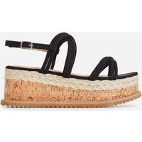 Lizzo Espadrille Flatform Sandal In Black Faux Suede, Black | EGO Shoes (US & Canada)