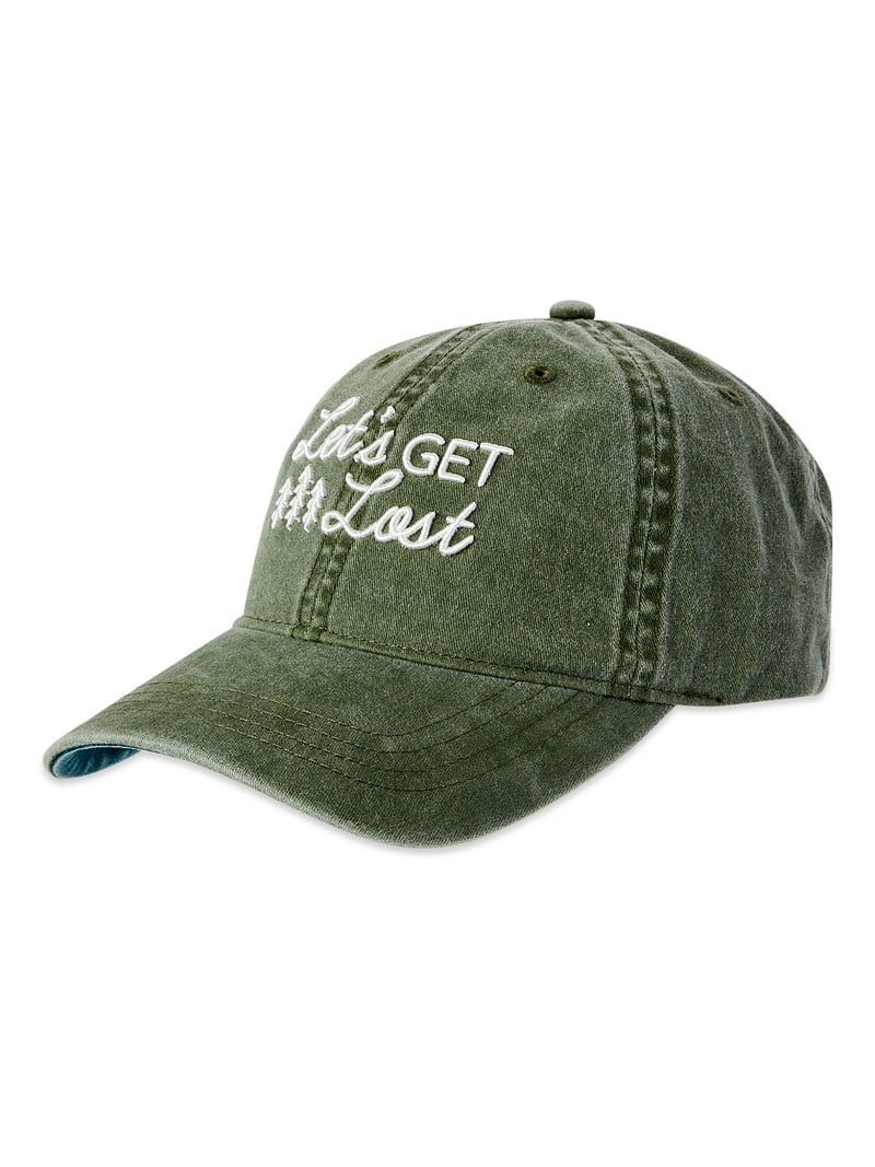 Time and Tru Women's Sea Turtle Embroidered Let\u2019s Get Lost Washed Cotton Twill Baseball Hat ... | Walmart (US)
