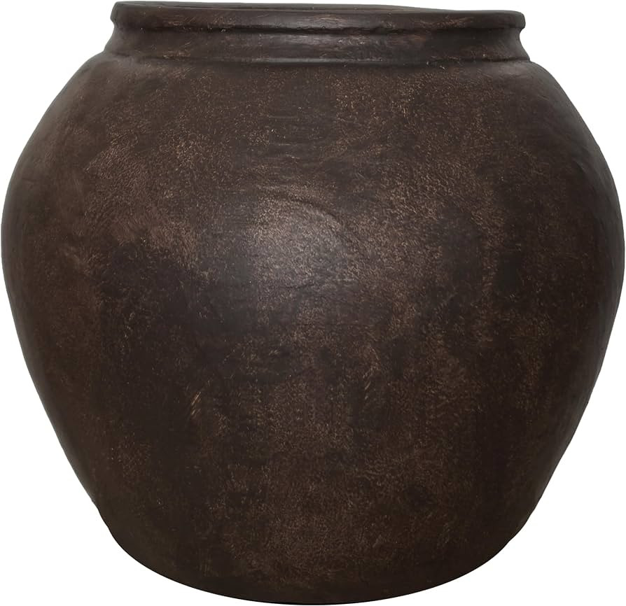 14" H x 17" Dia Fiberstone Planter Pot with Drainage Hole, Large Vintage Style Indoor Outdoor Flo... | Amazon (US)