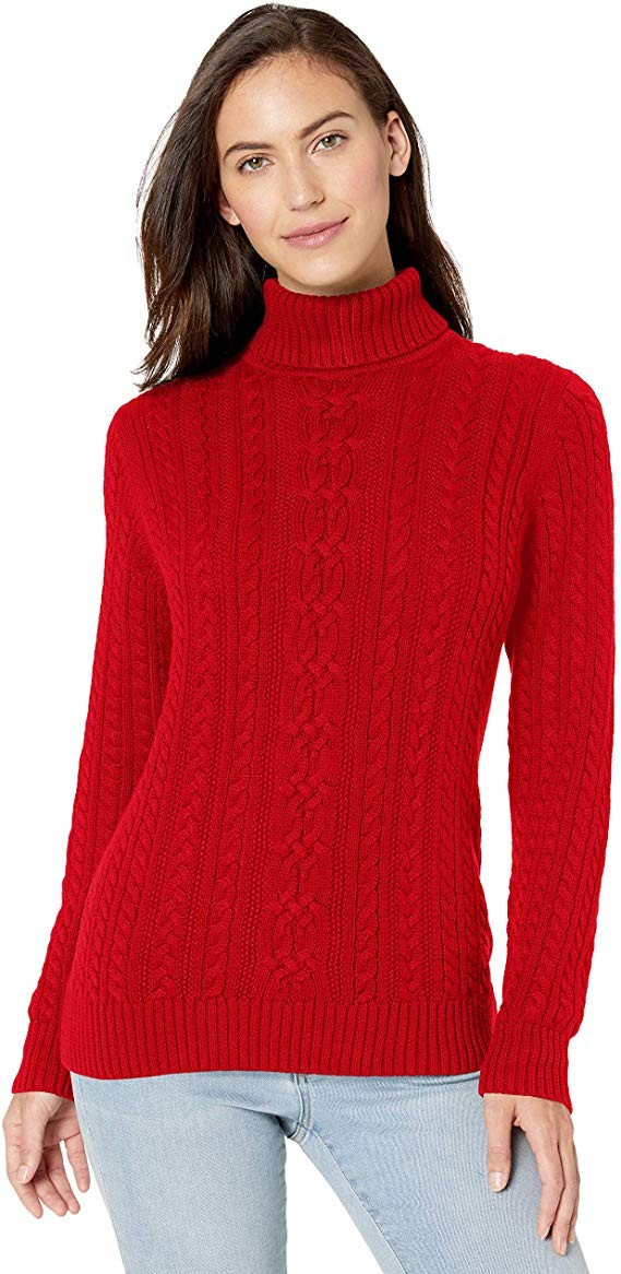 Amazon Essentials Women's Fisherman Cable Turtleneck Sweater | Amazon (US)
