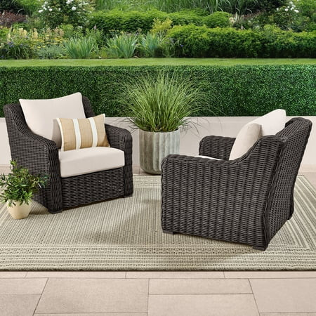 Better Homes & Gardens Bellamy Outdoor 2pk Lounge Chairs, Dark Brown | Walmart (US)