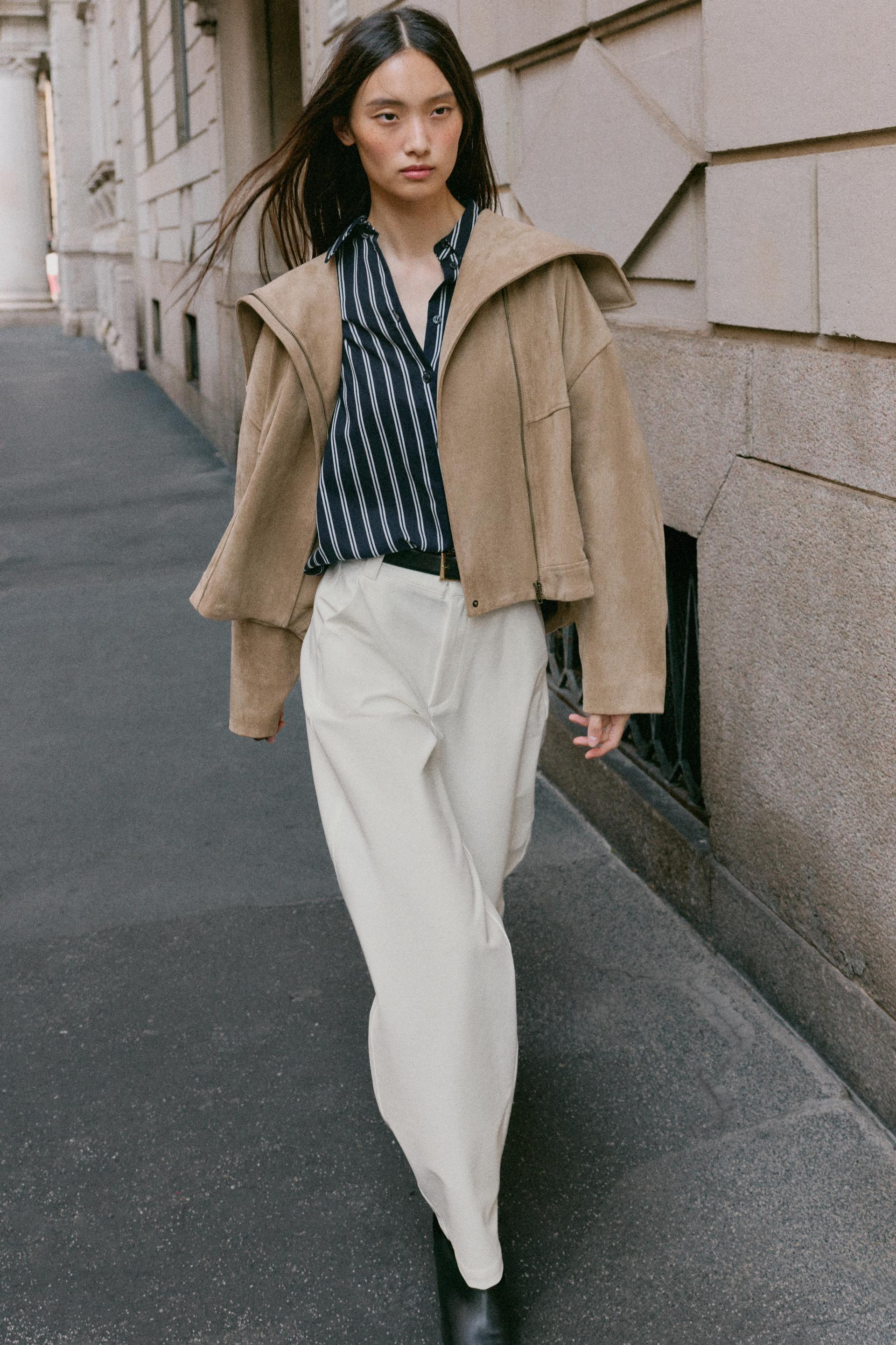 WIDE COLLAR BOMBER JACKET | Zara US