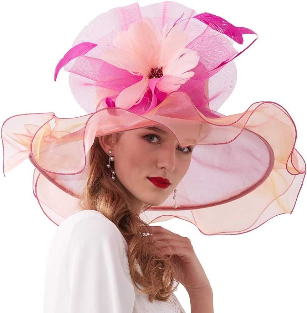 Go Mai Women Kentucky Derby Hat Organza Hats Two Wear Ways,Hat Flower Can Be Used As a Headwear | Amazon (US)