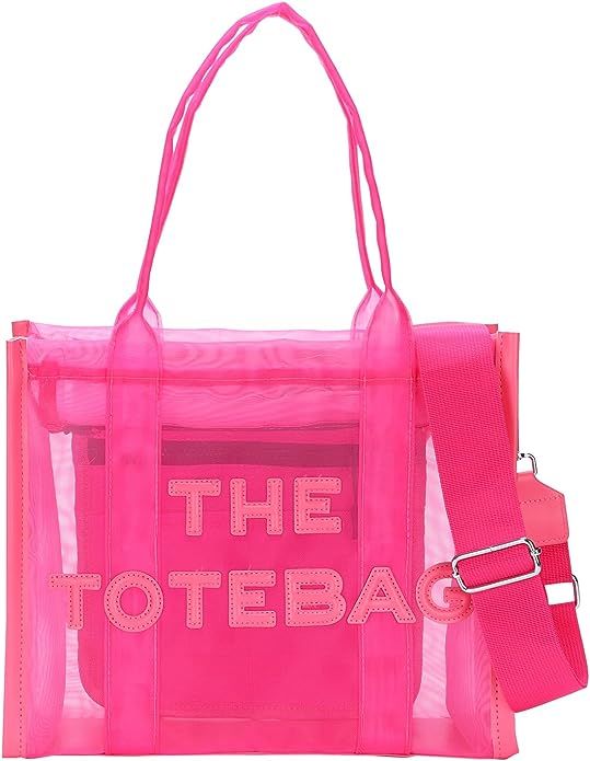 JQAliMOVV The Tote Bag for Women, Mesh Beach Tote Bag with Zipper Top Handle Crossbody Handbags f... | Amazon (US)