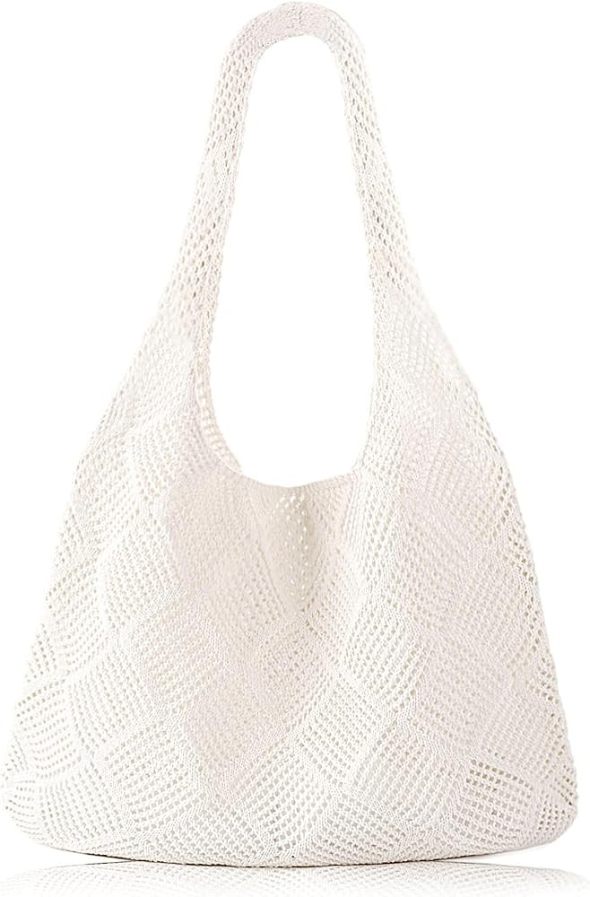 COOKOOKY Crochet Beach Tote bag Summer Beach Bag for Women Aesthetic Mesh Tote Bag Hippie Bag Kni... | Amazon (US)