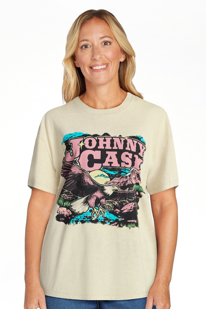 Johnny Cash Women's Graphic Print Tour Tee with Short Sleeves, Sizes XXS-XXL | Walmart (US)