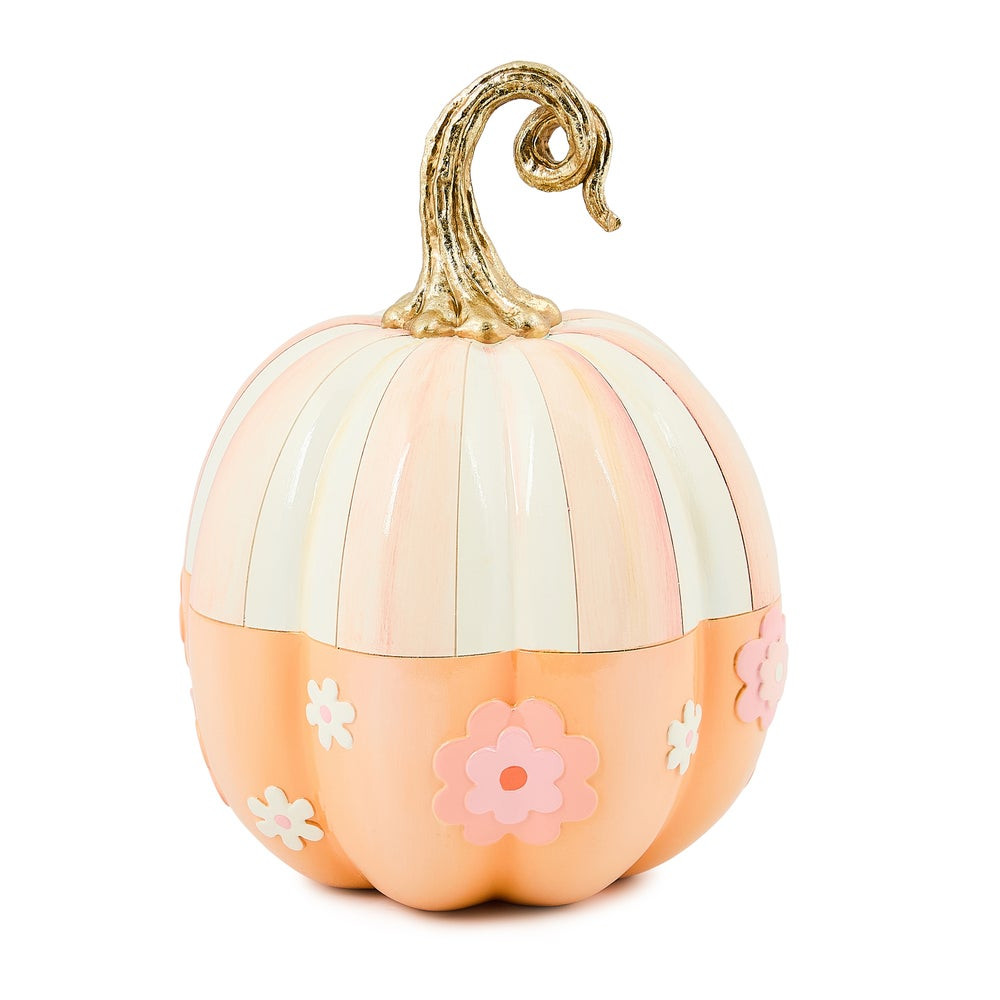 Rosy Stripe Flower Power Pumpkin | MacKenzie-Childs
