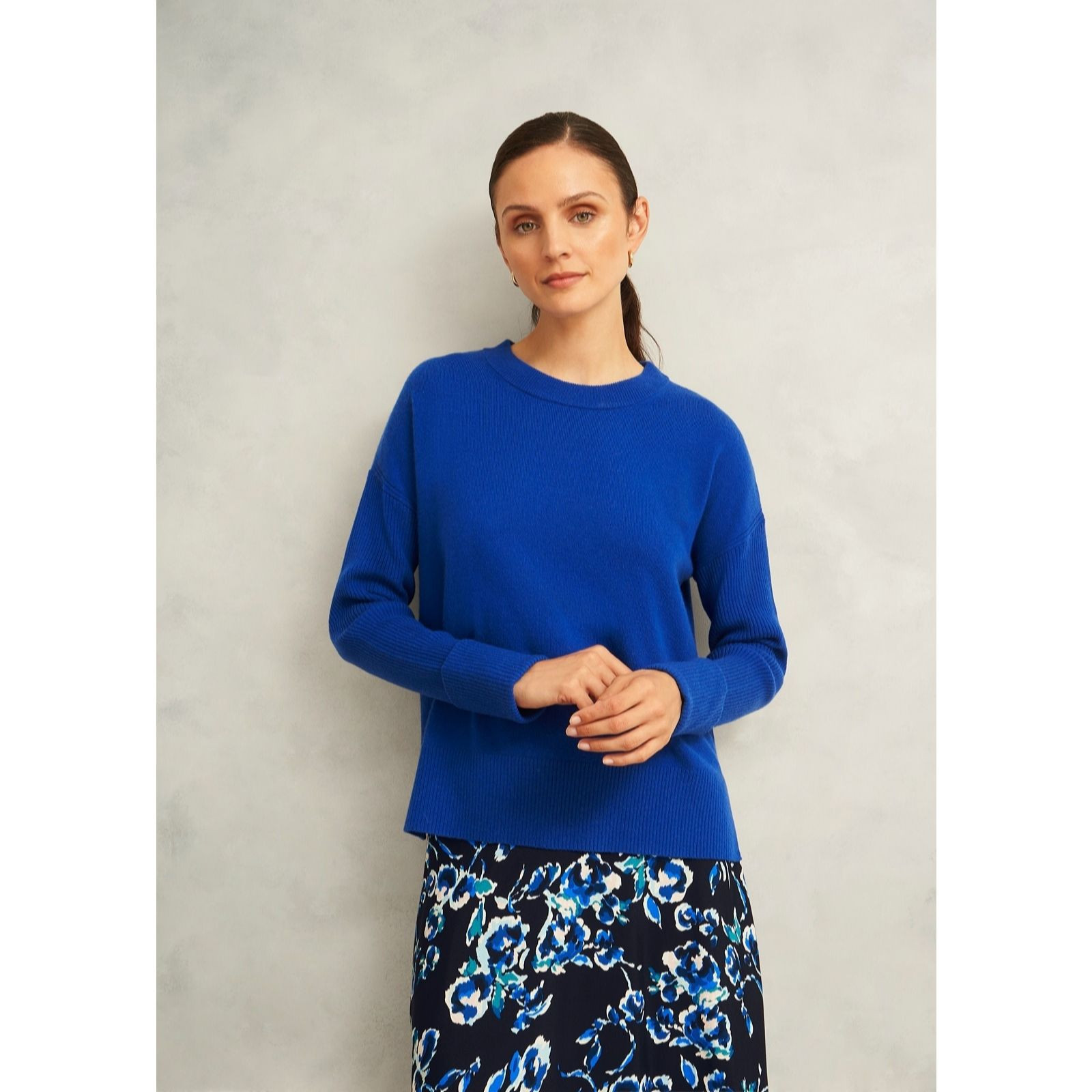 Hobbs London Darla Vivid Blue Wool Blend Jumper | QVC UK