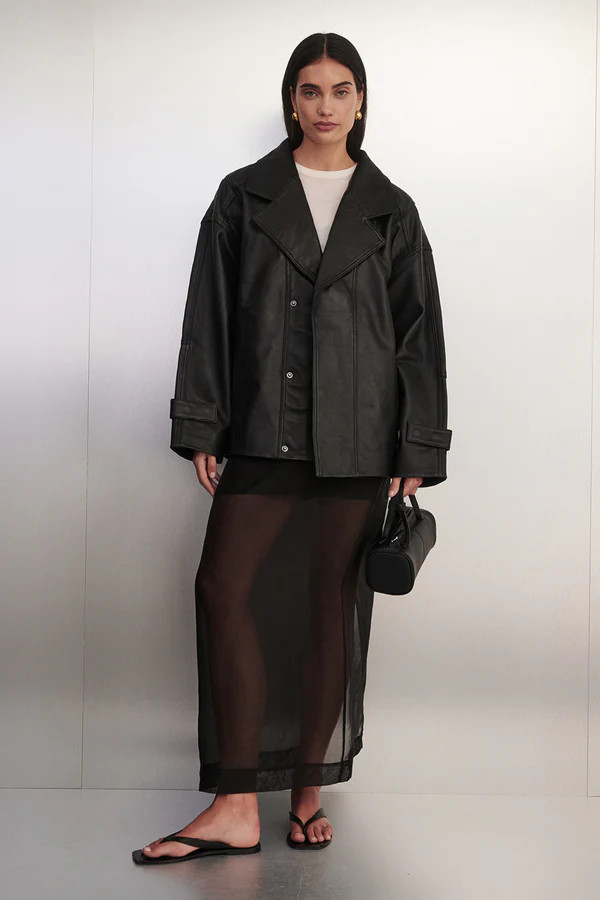 MARGOT BLACK OVERSIZED LEATHER JACKET | DISSH