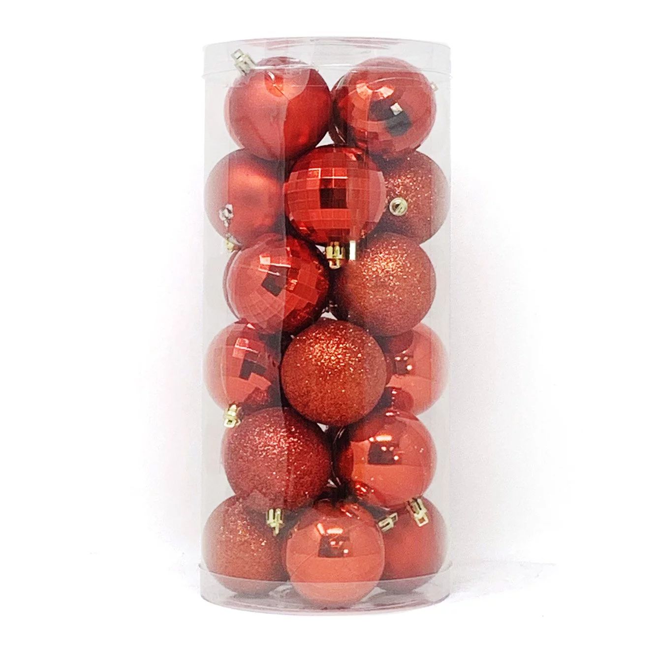 Allgala 24 PK 2.33 Inch (6CM) Christmas Ornament Balls for Xmas Tree-4 Style-Red - Walmart.com | Walmart (US)
