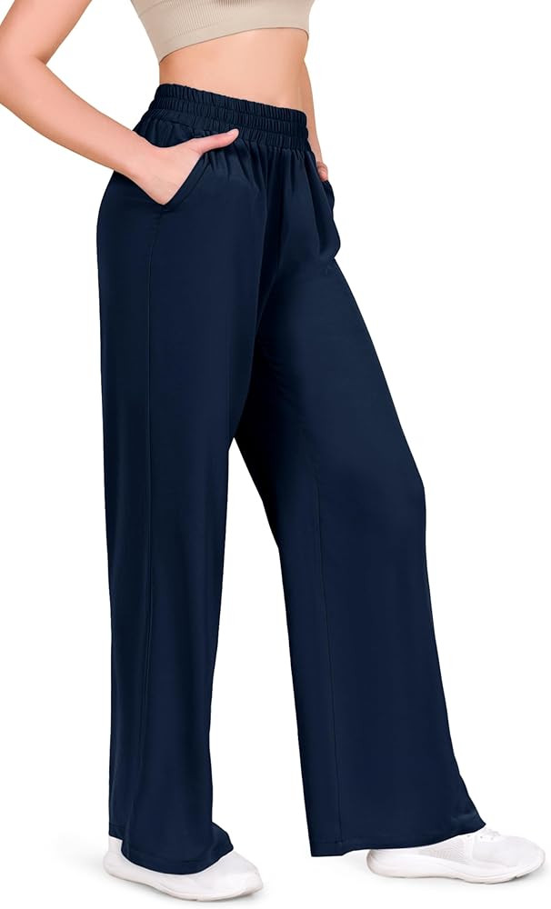 ODODOS Chiffon Flowy Wide Leg Pants for Women Lightweight High Waist Pull-On Pants with Pockets | Amazon (US)