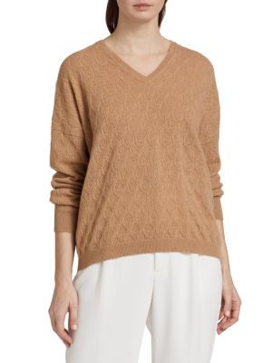 Saks Fifth Avenue COLLECTION Pointelle V-Neck Cashmere Sweater on SALE | Saks OFF 5TH | Saks Fifth Avenue OFF 5TH