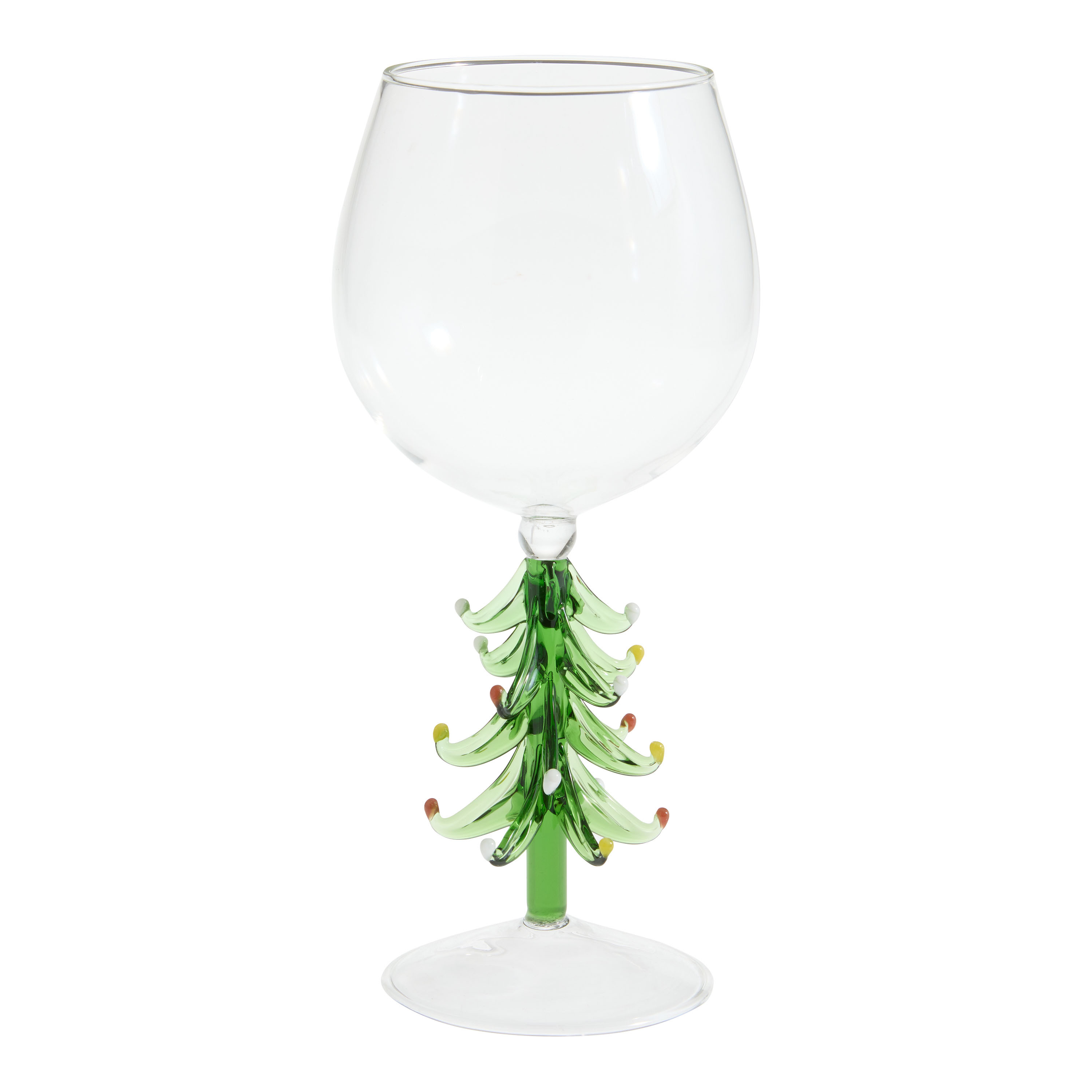 Green Christmas Tree Figural Stem Wine Glass | World Market