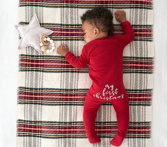My First Christmas Nursery One Piece Pajama, 6-12 Months, Red | Pottery Barn Kids