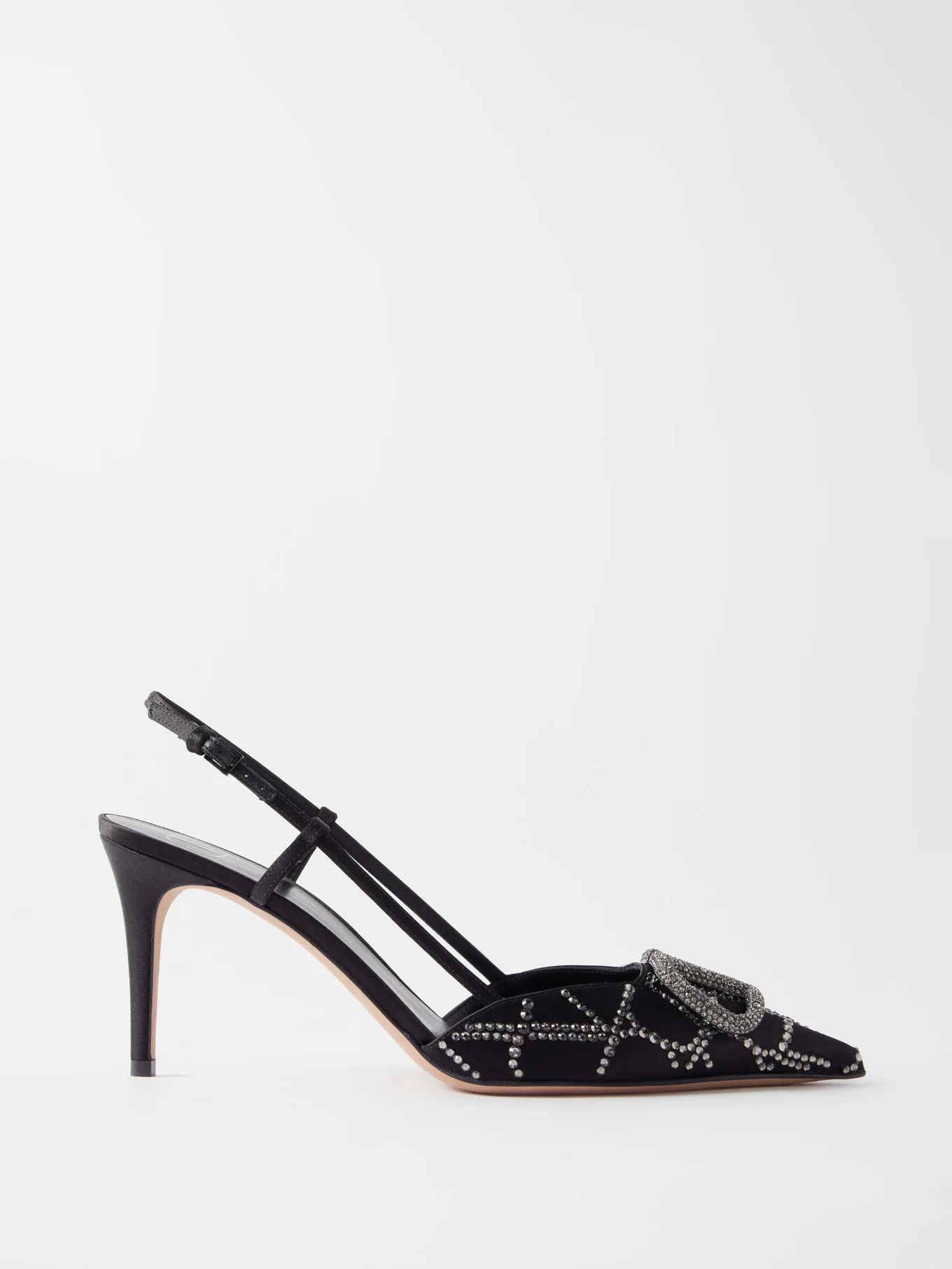 V-Logo 80 crystal-satin slingback pumps | Matches (UK)