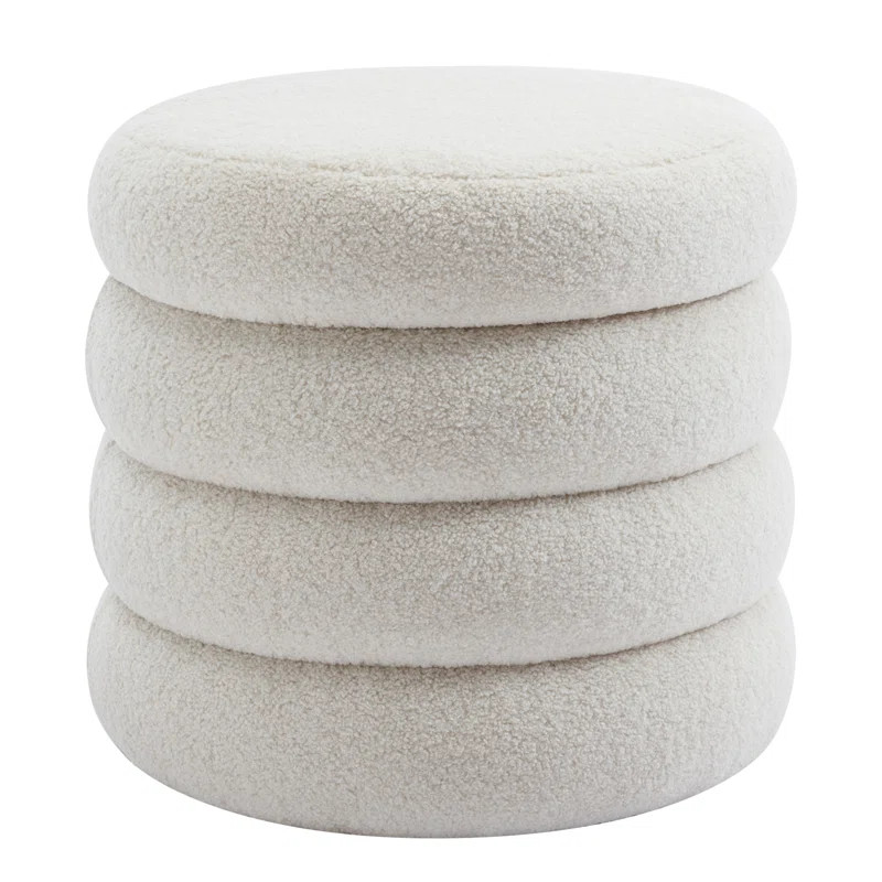 Leiani Boucle Round Storage Ottoman | Wayfair North America