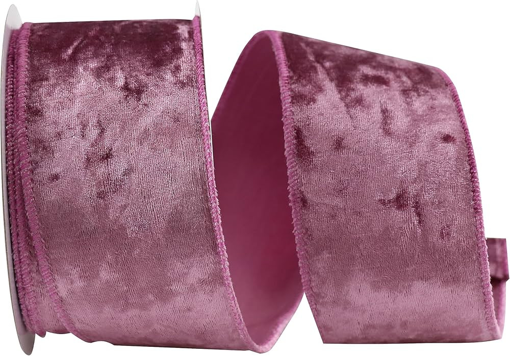 MAYREEL Mauve Crushed Velvet Ribbon Wired 2.5" x 10 Yards Dusty Rose Christmas Wired Edge Ribbon ... | Amazon (US)