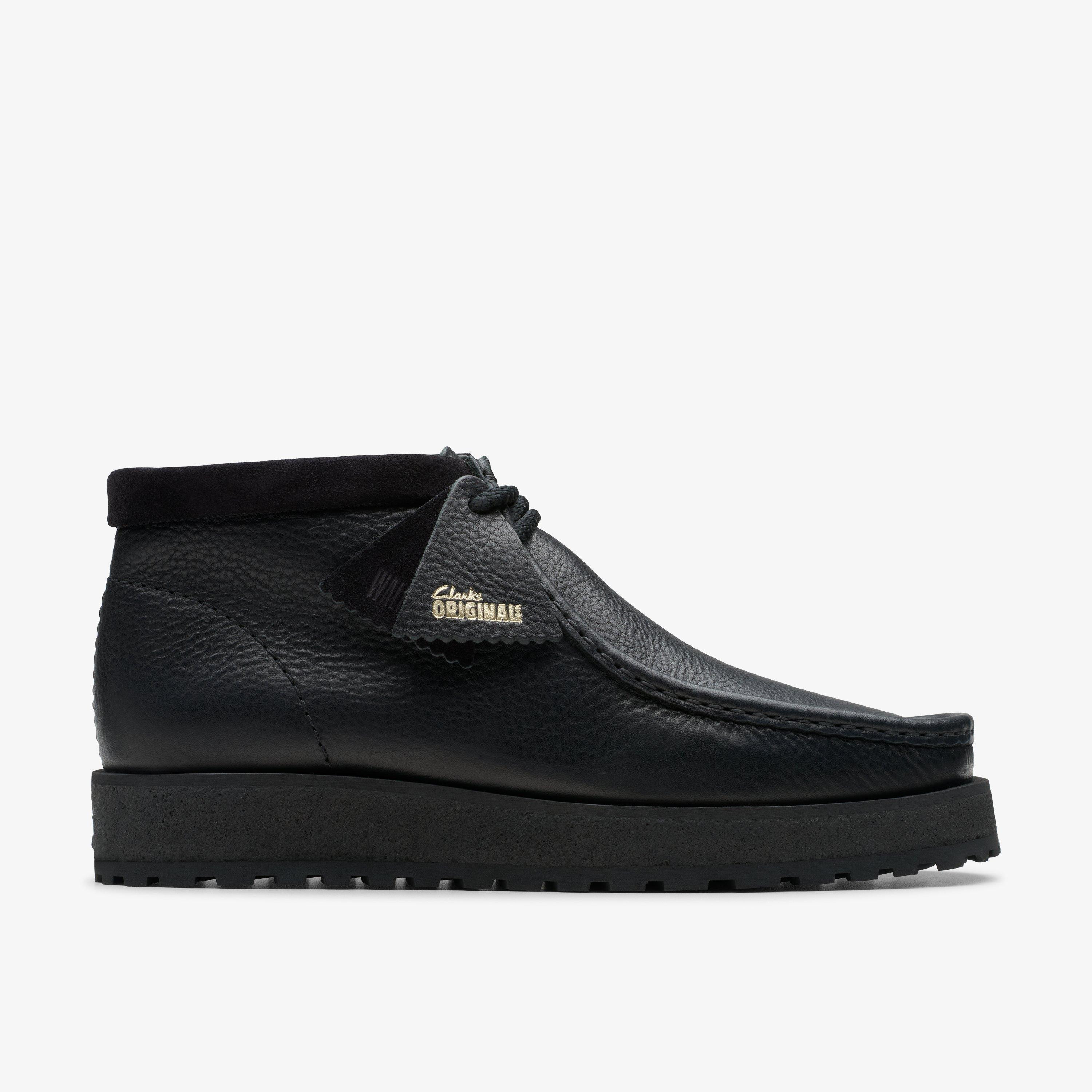 Mens Wallabee Scout Black Leather Ankle Boots | Clarks US | Clarks (US)