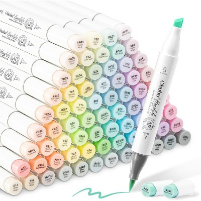 Ohuhu Pastel Markers Alcohol Based -96 Pastel Colors of Honolulu Sweetness + Blossoming - Double Tipped Markers - Brush & Chisel - Refillable Ink | Target