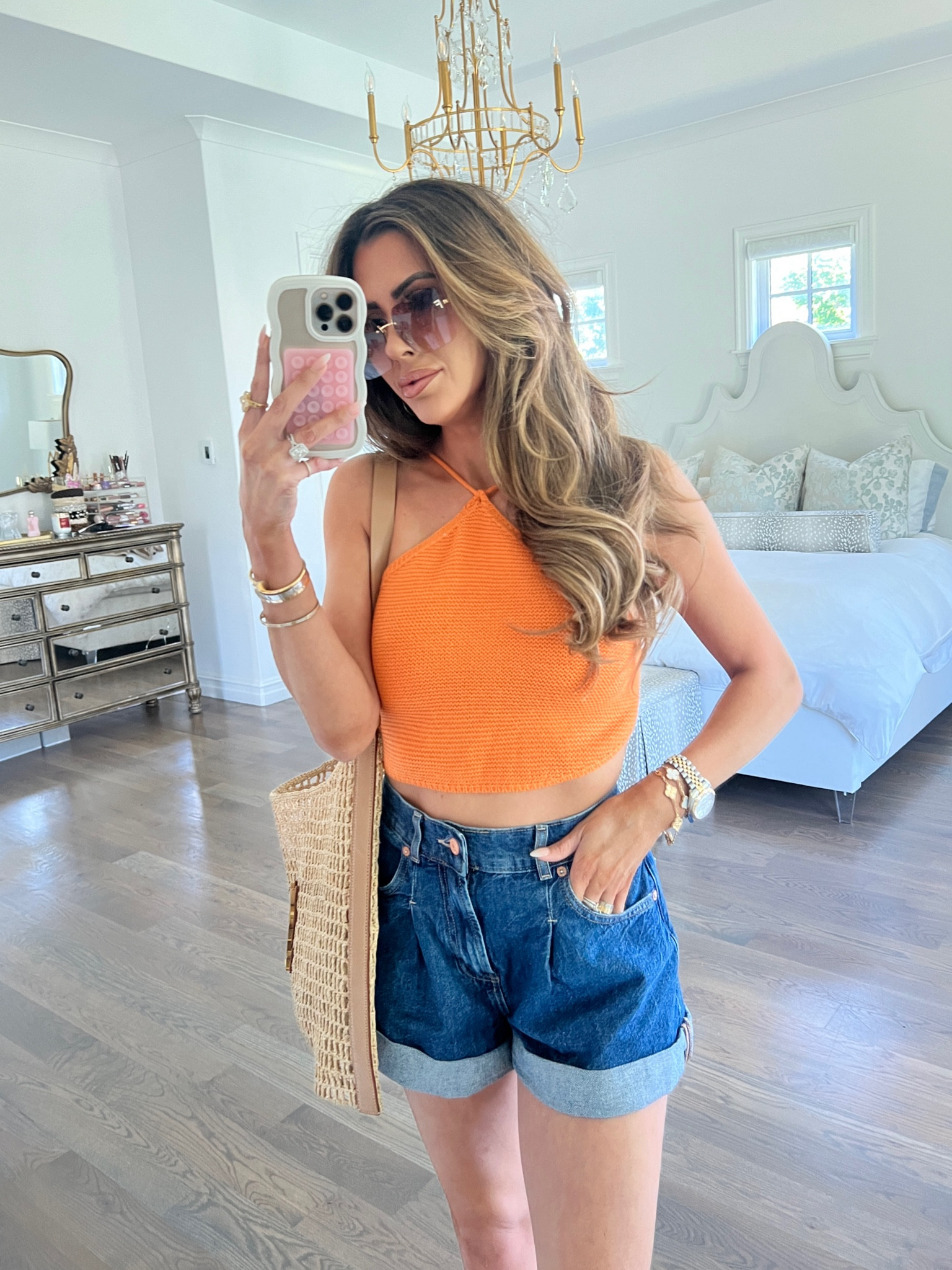 Wearing an XS in shorts! 

@nordstrom #nordstrompartner

Summer fashion, summer top, denim shorts, cute shorts, free people, crop top, crochet top, orange top, sunglasses, best of sunglasses, fendi, Emily Ann Gemma 

#LTKStyleTip