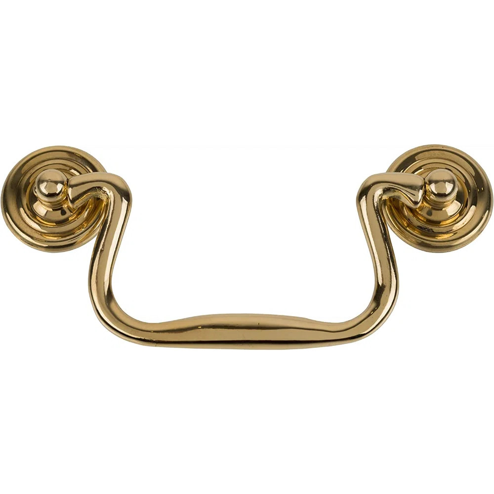 Plain Cast Brass Swan Neck Drawer Bail Pull Handle ( Centers: 4" ) | Wayfair North America