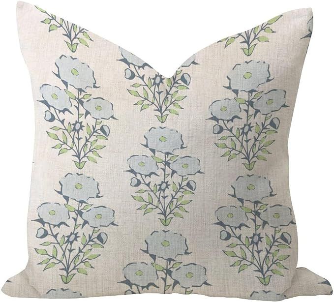 COVOME Breathable Throw Pillow Cover 22x22in Light Blue Flower Country Pillow Case Accent Hibiscu... | Amazon (US)