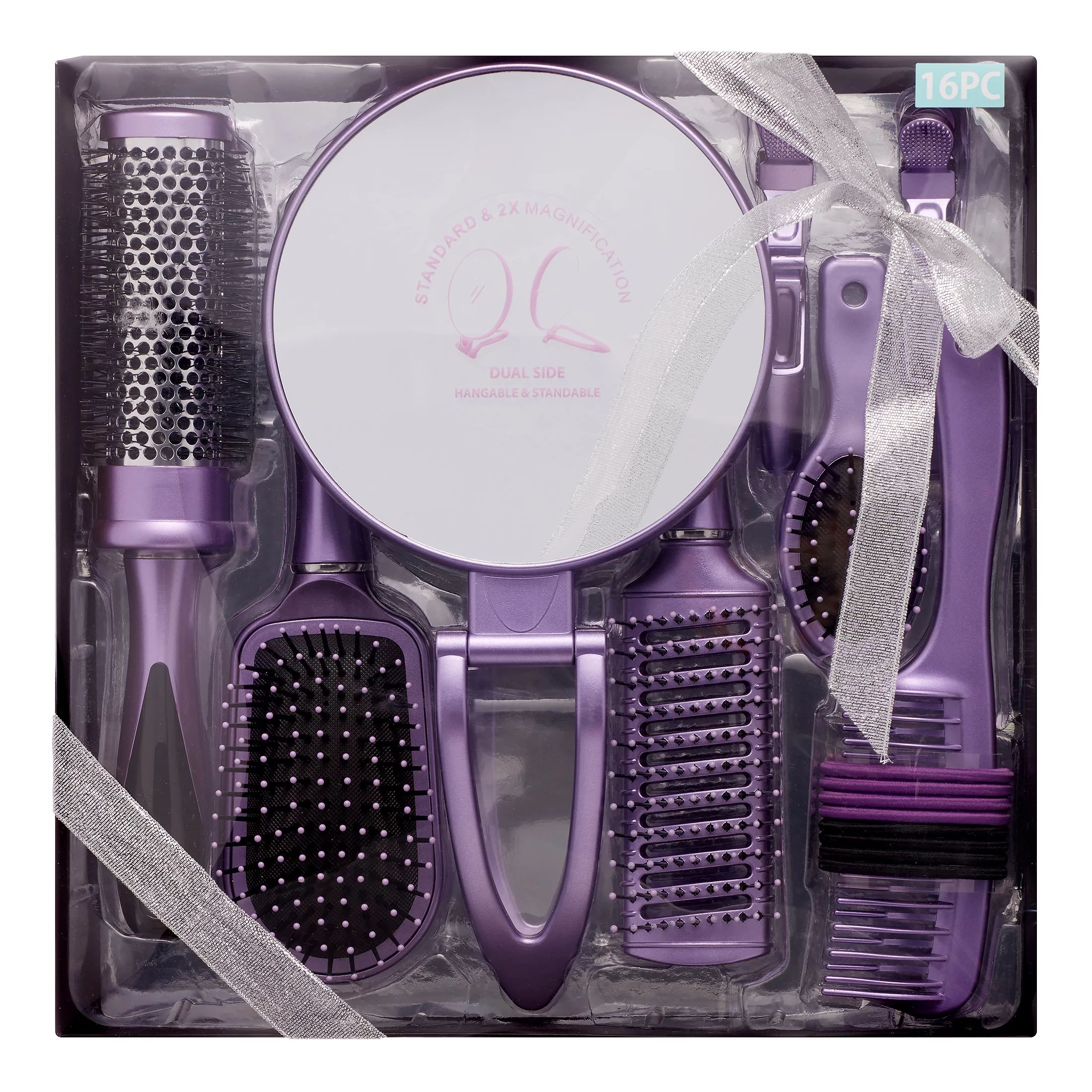 Salon Styling Gift Set with Magnifying Mirror Hair Brushes, Purple | Walmart (US)