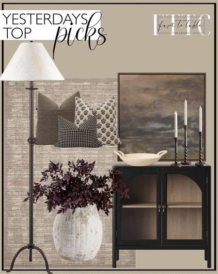 Yesterday’s Top Picks. Follow @farmtotablecreations on Instagram for more inspiration.

Weathered Handcrafted Terra Cotta Vase. Plum Cimicifuga Leaves. New Bedford 2 Door Accent Cabinet Black - Threshold. Loloi II Darby Pebble / Sand Area Rug. Easton Forged-Iron Taper Candleholder. Antique Finish Ceramic Bowl - Threshold. Brown Pillow Cover Set Moody Pillow Cover Combo Block Print Pillow Set Black Gingham Pillow Set. Dark Fields Framed Canvas. Iron Floor Lamp. 

Target Sale| Loloi Rugs | Magnolia Home | console table | console table styling | faux stems | entryway space | home decor finds | neutral decor | entryway decor | cozy home | affordable decor |  | home decor | home inspiration | spring stems | spring console | spring vignette | spring decor | spring decorations | console styling | entryway rug | cozy moody home | moody decor | neutral home




#LTKHome #LTKSaleAlert #LTKFindsUnder50