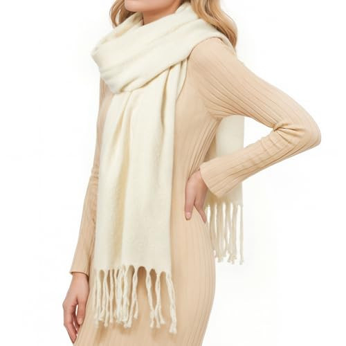 RIIQIICHY Scarf for Women Chunky Winter Scarf Cold Weather Ivory Thick Warm Ladies Scarves | Amazon (US)