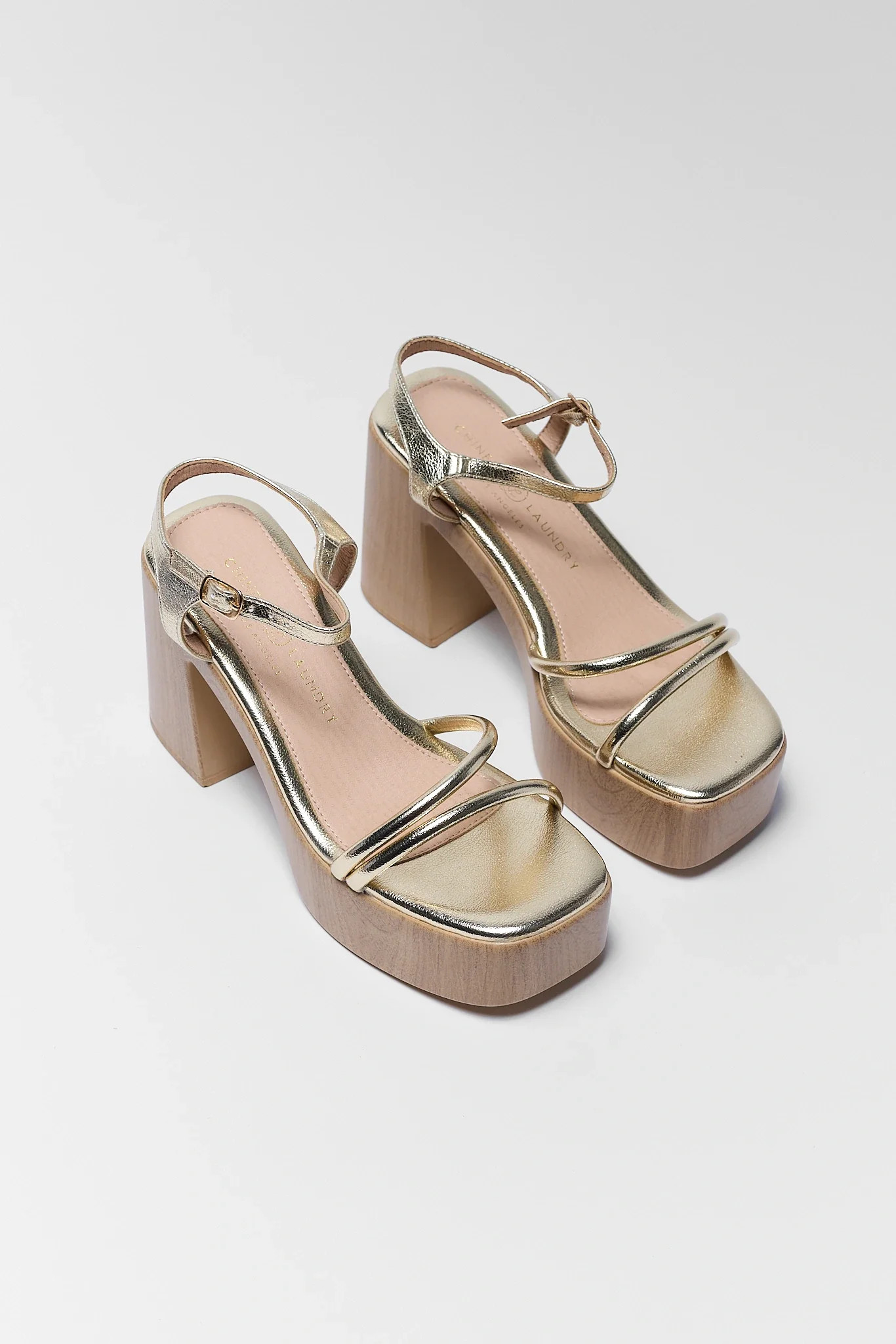 Arianna Gold Strappy Platform Heels | Avara