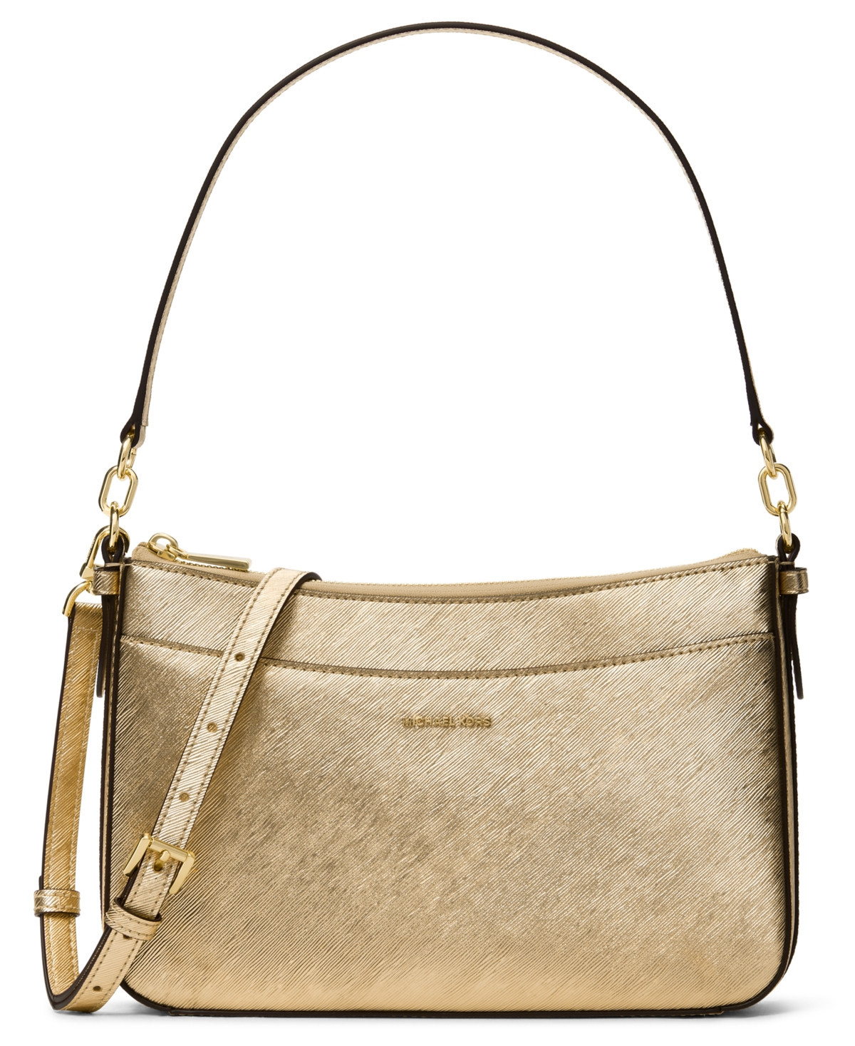 Michael Kors Jet Set Top Zip Pouchette Crossbody Bag - Pale Gold | Macy's
