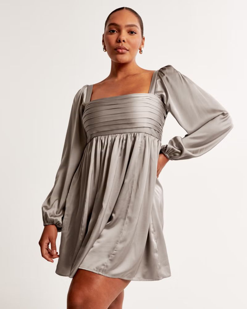 Women's Emerson Satin Long-Sleeve Mini Dress | Women's Dresses & Jumpsuits | Abercrombie.com | Abercrombie & Fitch (US)