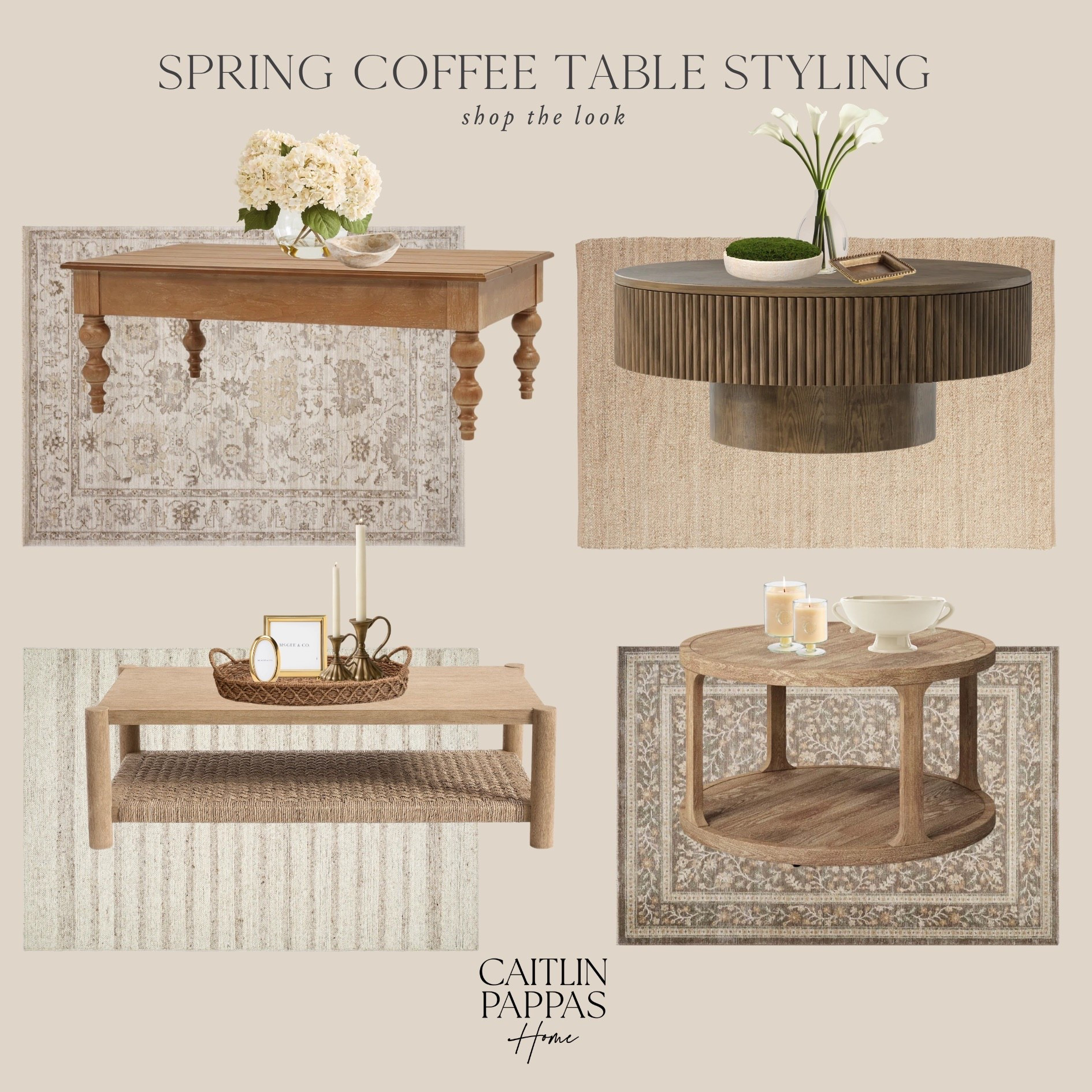 Spring coffee table styling 🤎 I absolutely love these combinations for a pretty living room! Neutral Home, Coffee Table Roundup, Spring Home Decor 

#LTKHome