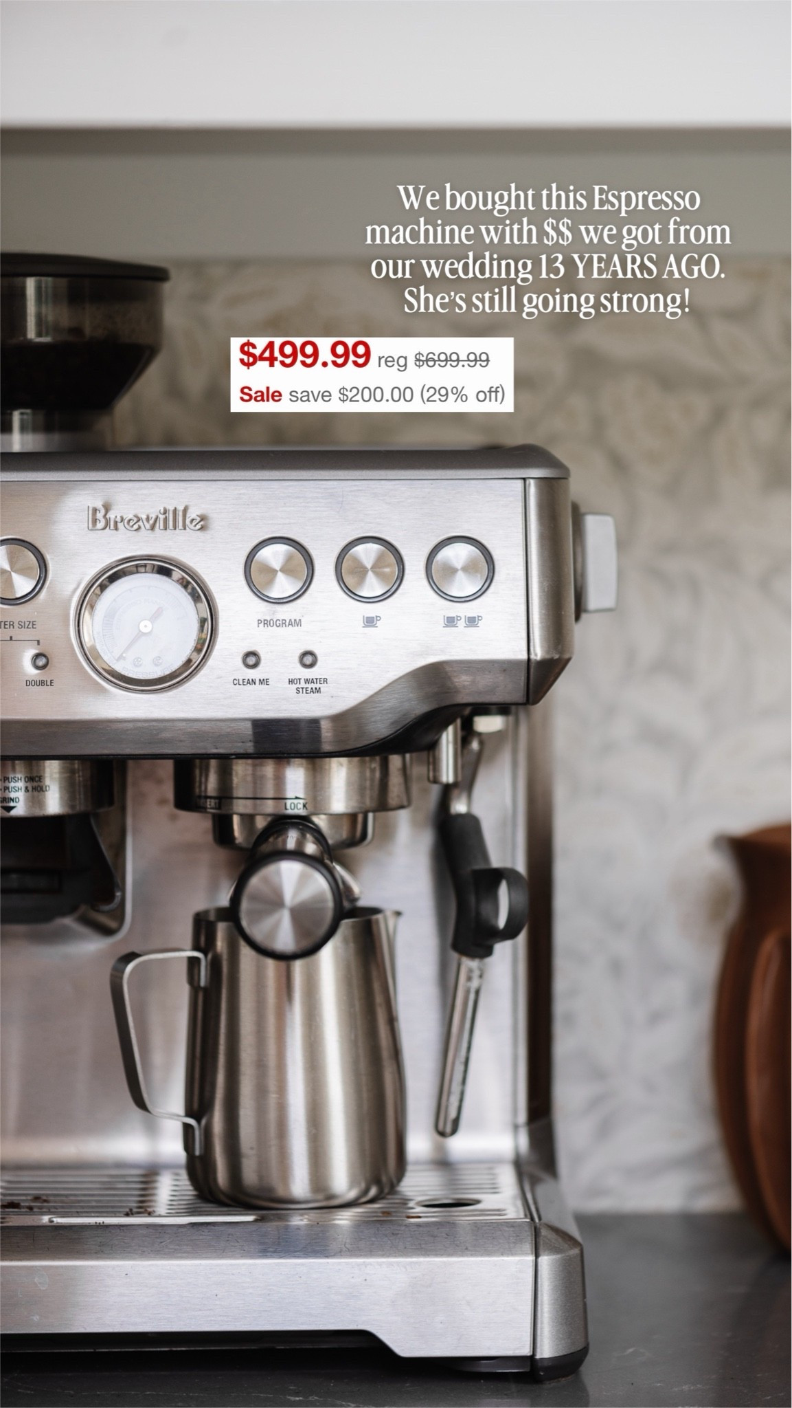 Target deal days are on now! We’ve had our espresso machine for 13 years and it’s still going strong! Some of the best money we ever spent. 

Coffee, machine, espresso, kitchen, pantry, target, target circle, target deal days, Breville, my love, best seller, morning, coffee ￼

#LTKmorningroutine #LTKHome #LTKSaleAlert