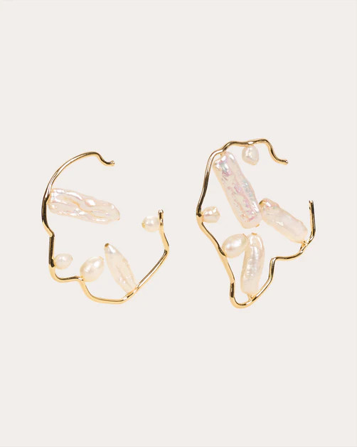Juana Pearl Organic Hoop Earrings | Olivela