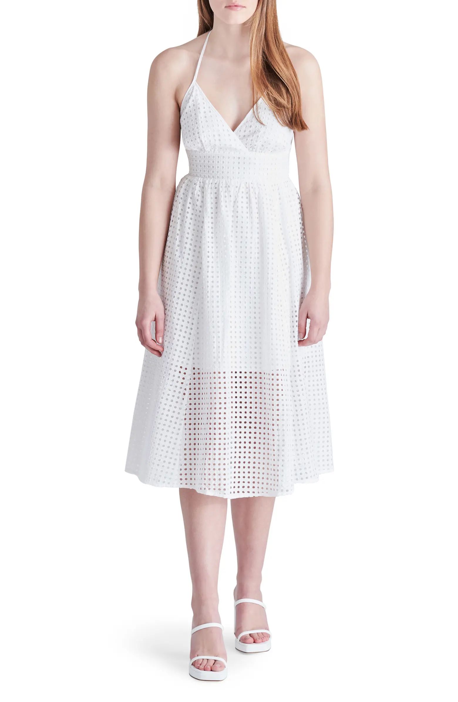 Denise Eyelet Cotton Halter Midi Dress | Nordstrom