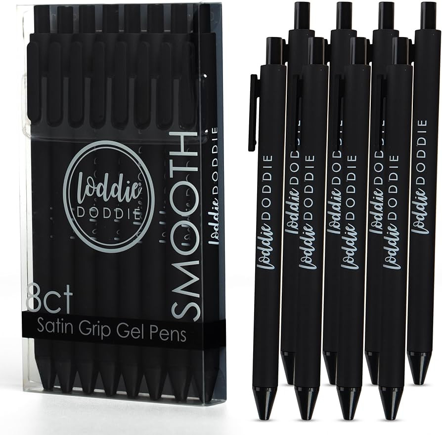 Loddie Doddie Gel Pens - Black Ink, Pack of 8, 0.7 mm - Smooth Writing Pens for Journaling - Retr... | Amazon (US)