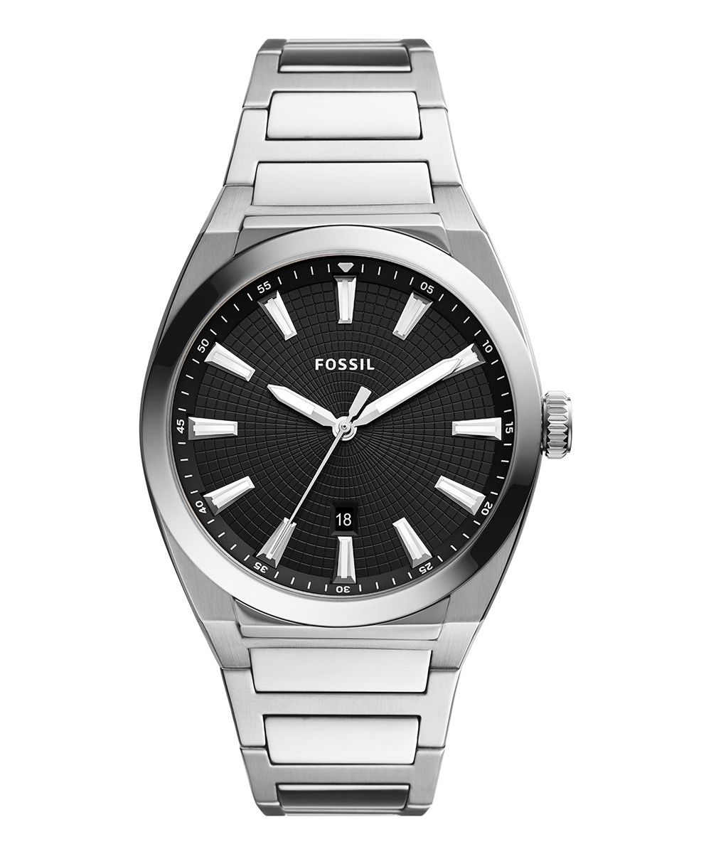 Fossil Men's Watches Silver - Black & Silver-Plated Everett Bracelet Watch | Zulily