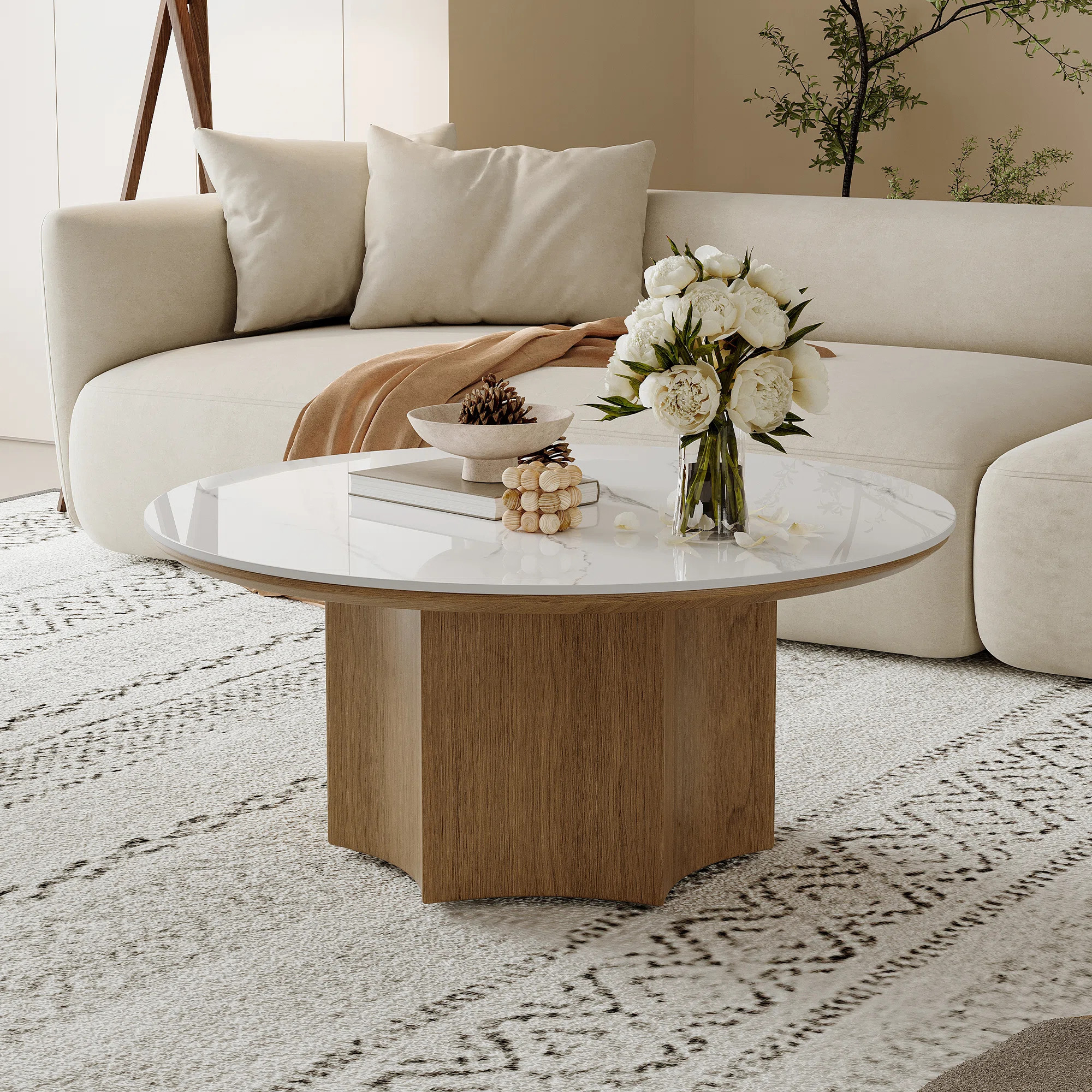 Hokku Designs White Faux Marble Coffee Table | Wayfair | Wayfair North America