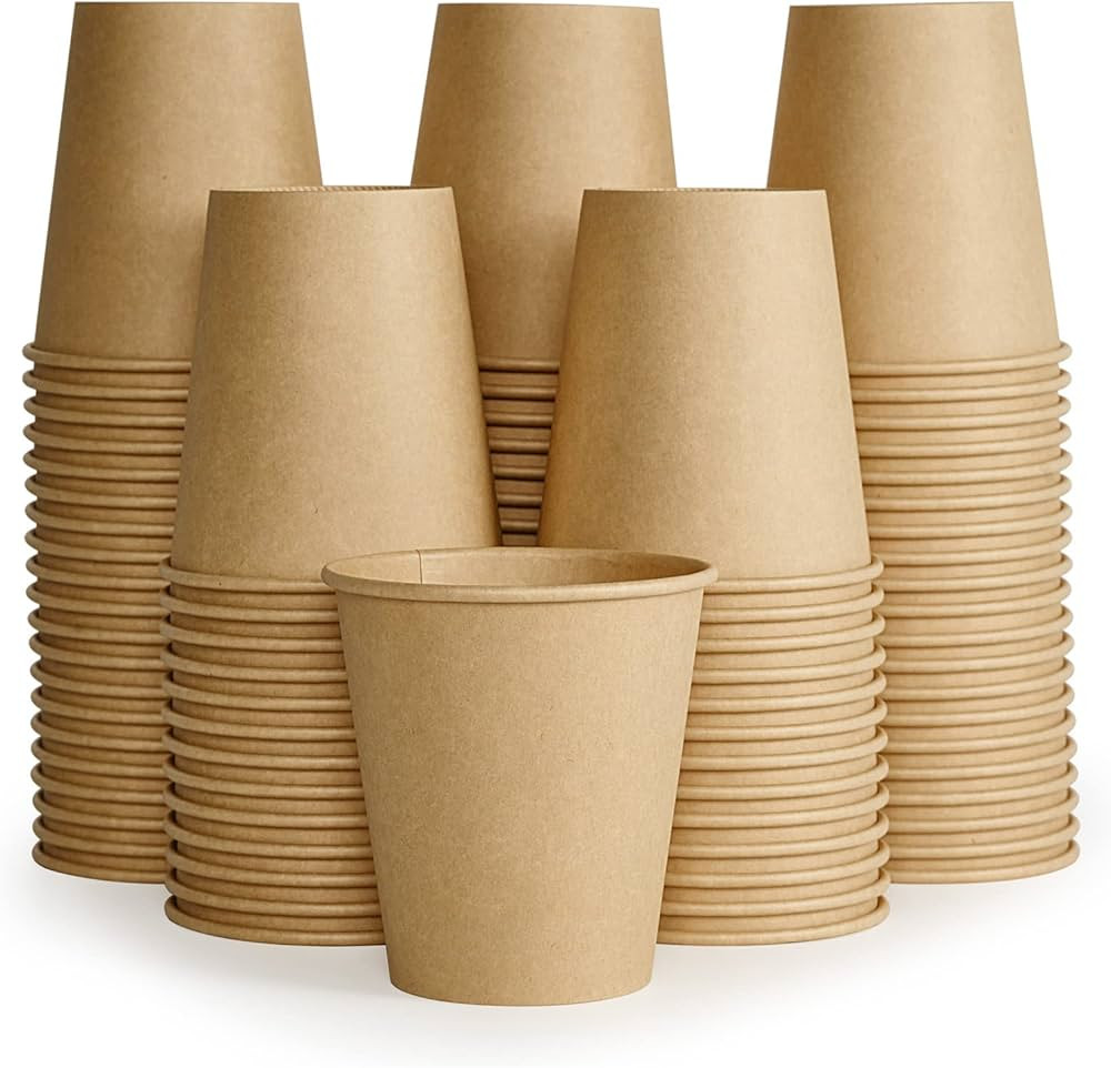 LITOPAK 100 Pack 10oz Kraft Paper Cups, Disposable Coffee Cups, Hot/Cold Beverage Disposable Drin... | Amazon (US)