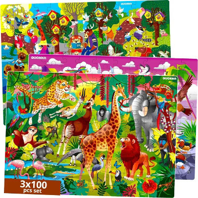 QUOKKA 100 Piece Puzzle for Kids 8 9 10 Year Old – 3X SET Puzzles for Kids – Toy for Learning for 5 6 7 8 Year Old – Toddler Gift for Boy and Girl | Target