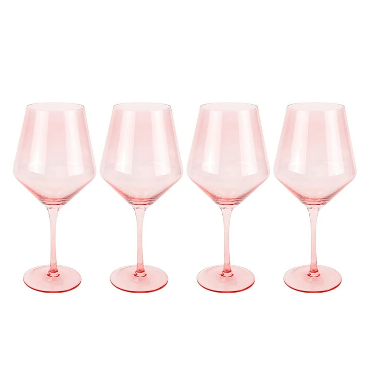 Just Feed Me by Jessie James Decker 4-Piece 22-Ounce Stemmed Wine Glass Set, Dusty Rose | Walmart (US)