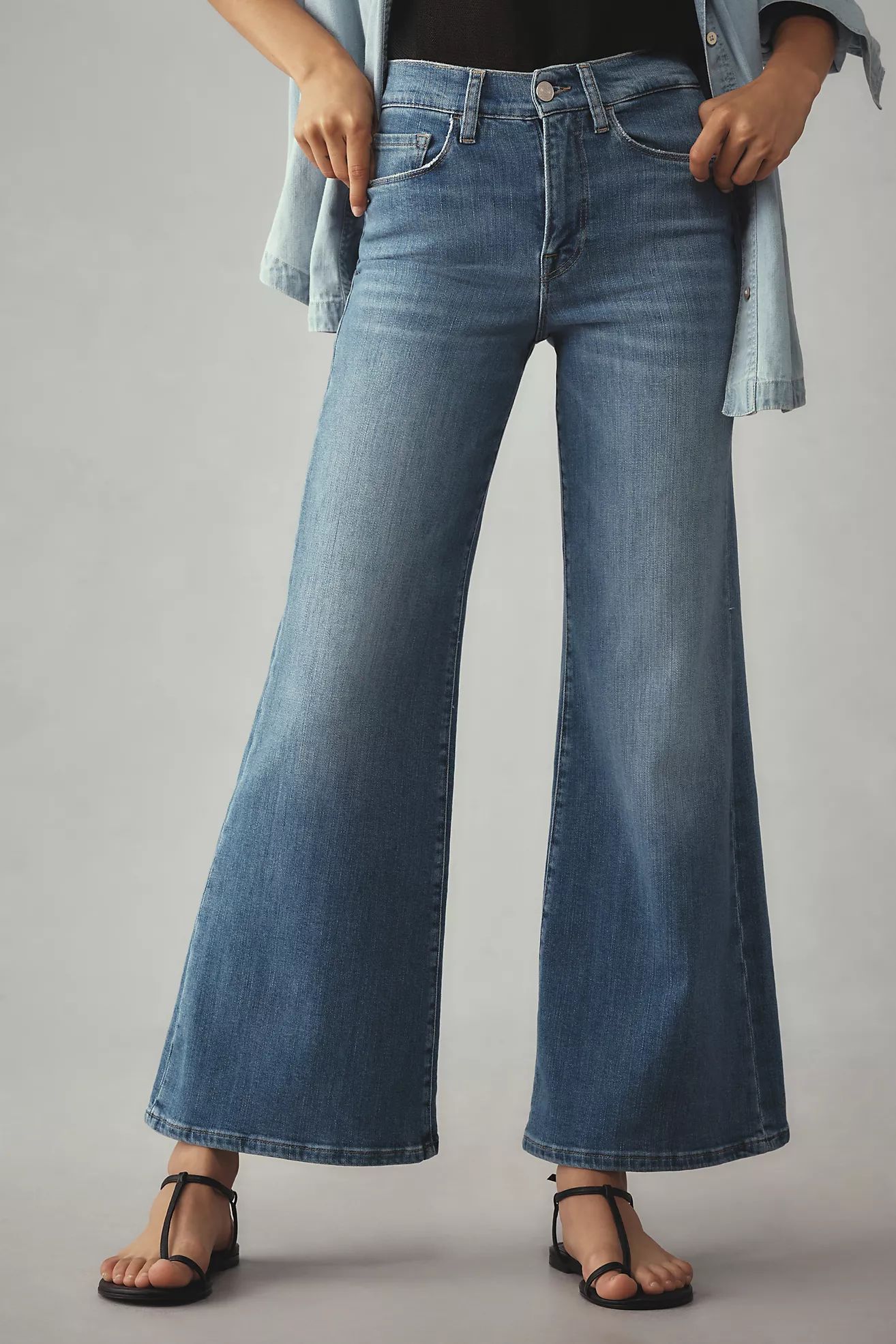 FRAME Le Slim High-Rise Palazzo Jeans | Anthropologie (US)