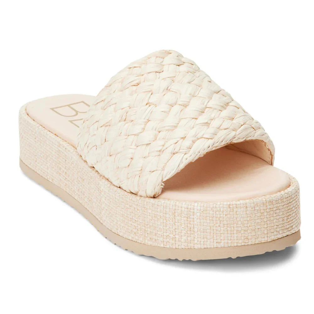 Women's Beach By Matisse Cairo Sandals Beige Raffia Slip On Platform GAL213 | Shop Simon