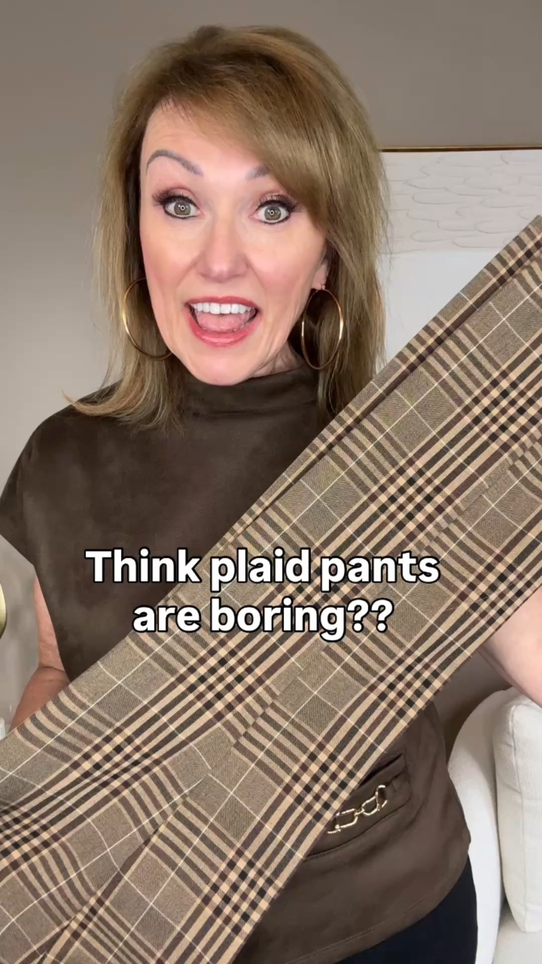 Plaid is back for fall this season - but with a modern twist.  Updates cuts like these ankle pants paired with modern textures,  belts and hardware. Just one pair can give you three looks.