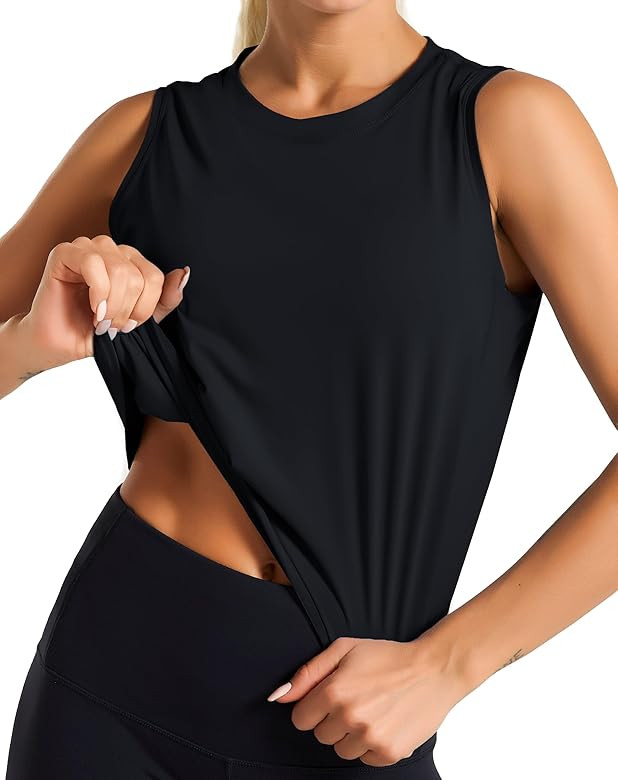 Dragon Fit Women Sleeveless Yoga Tops Workout Cool T-Shirt Running Short Tank Crop Tops | Amazon (US)