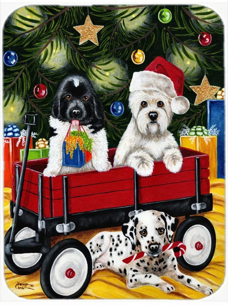 Caroline's Treasures Christmas Westie, Newfoundland, Dalmatian Glass Cutting Board | Wayfair North America